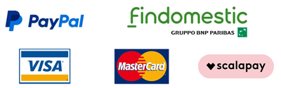 Paga con PayPal, Findomestic, Visa, Mastercard e scalapay